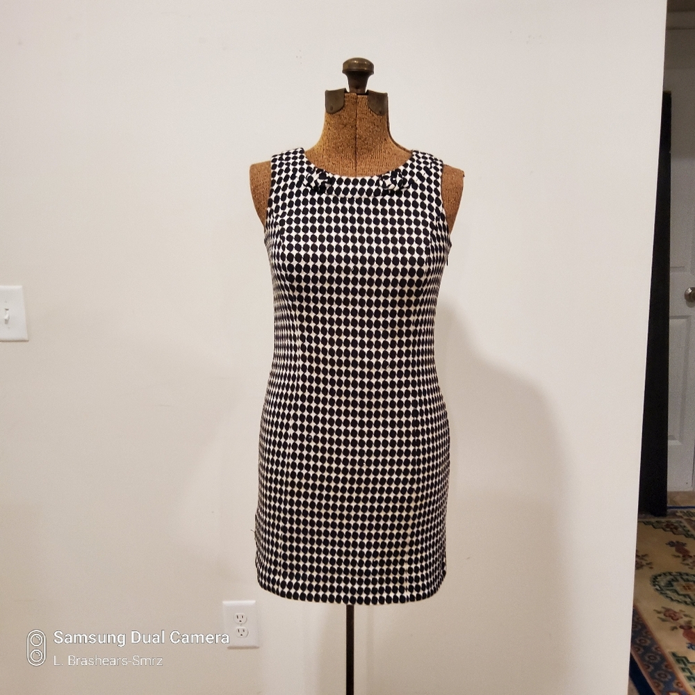 ANN TAYLOR LOFT PETITES Black and White Geometric Mini Dress